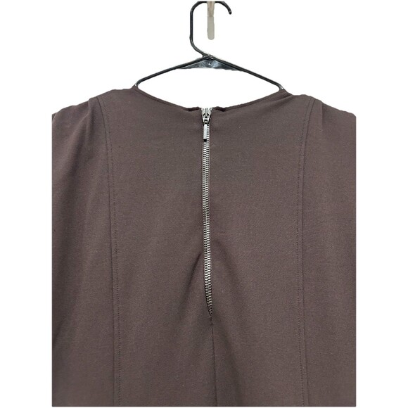 Piazza Sempione Italian Luxury Womens Sheath Dress Brown Stretch Career Timeless - Picture 4 of 11